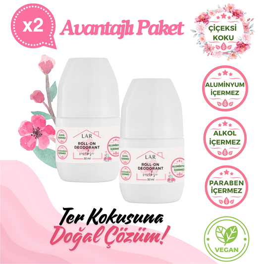 2'li Avantajlı Set - Aluminyumsuz, Alkolsüz, Parabensiz Çiçeksi Roll-on Deodorant