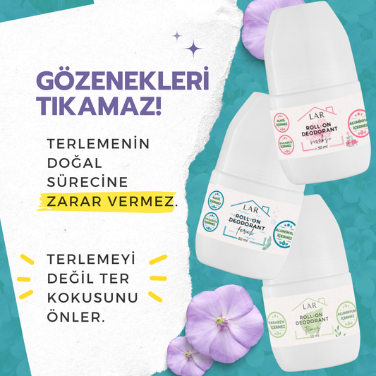 3’lü Avantajlı Tanışma Seti - Aluminyumsuz, Parabensiz Temiz + Ferah + Çiçeksi Roll-on Deodorant